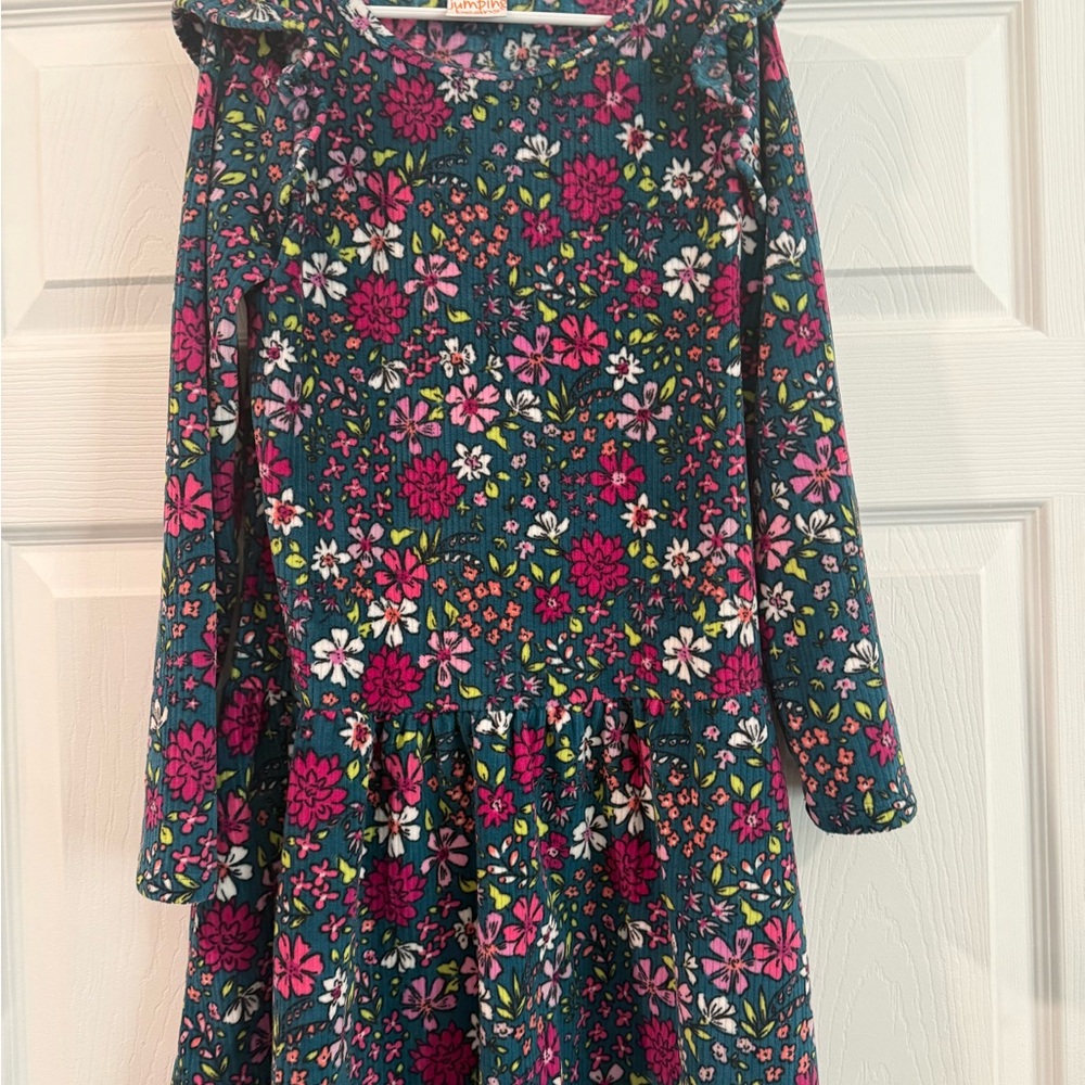Jumping Beans Multicolor Velour Floral Kids Dress